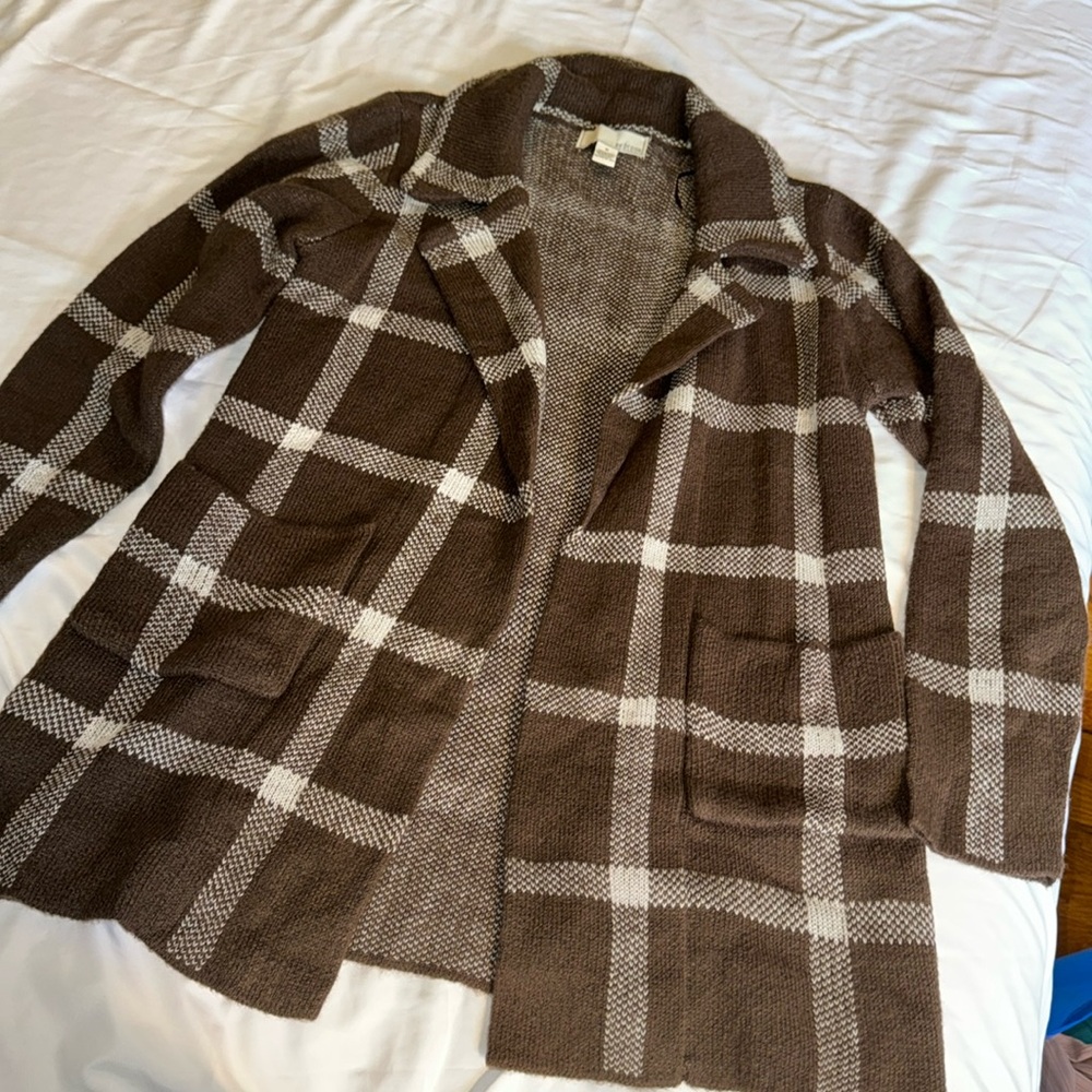 Plaid blazer cardigan